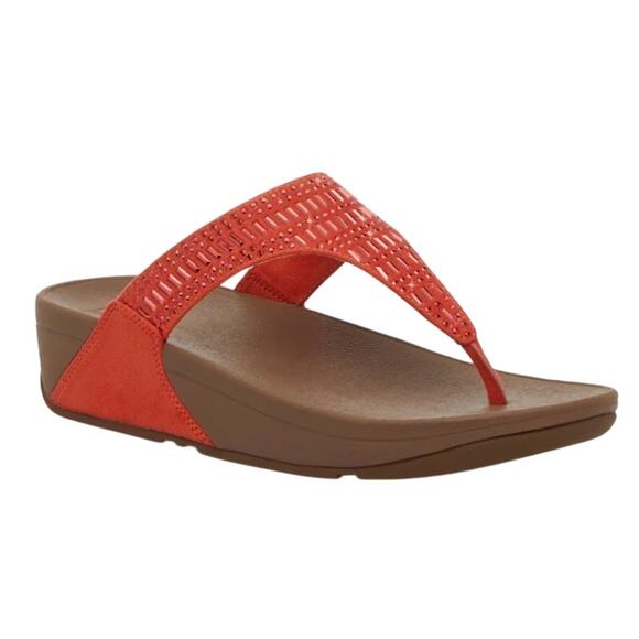 FitFlop Womens Incastone Toe-Thong Sandals US 7 M EU 38 Red Rhinestone NIB - Picture 1 of 12
